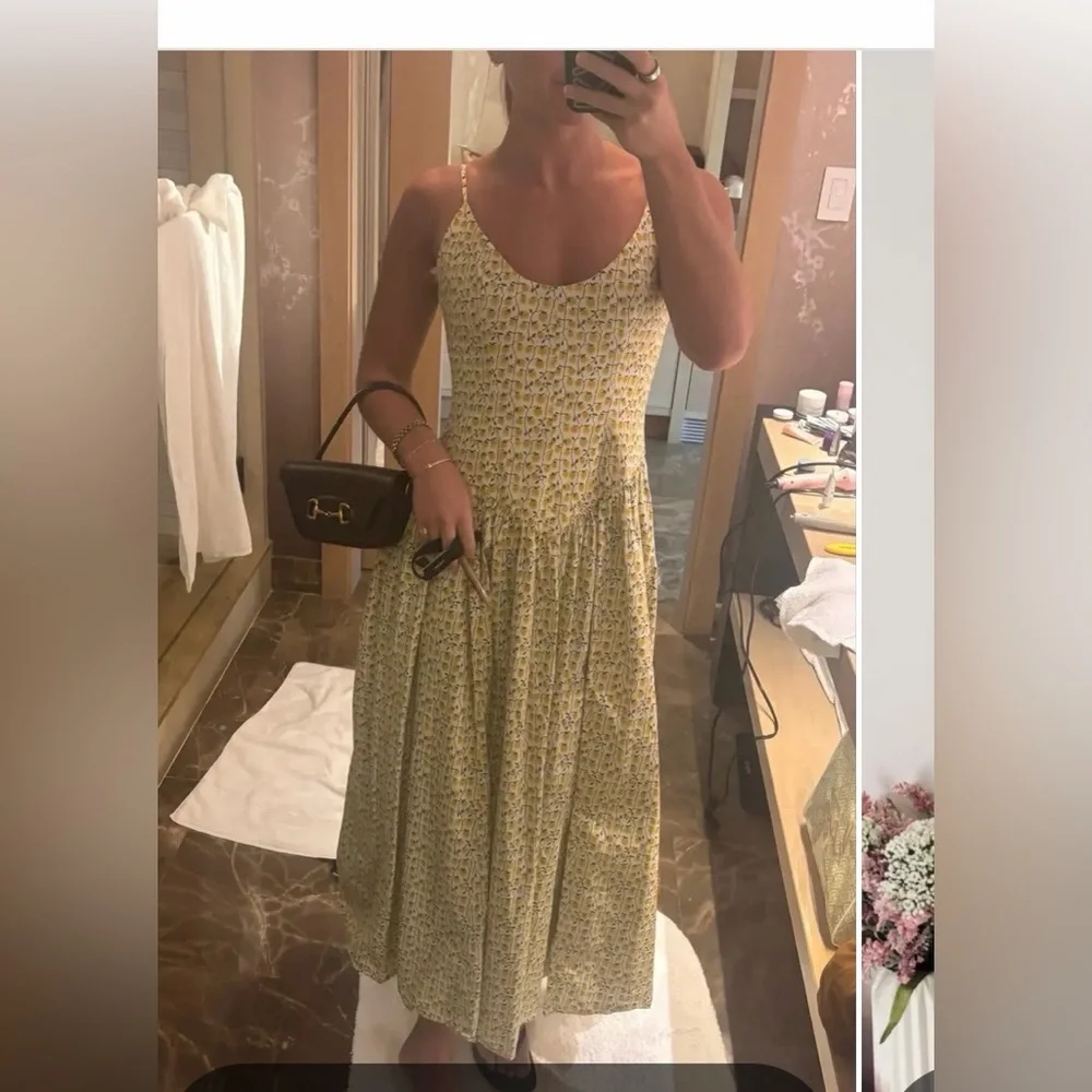 Staud Dena Yellow Lemon Print Maxi Dress - Size 10 - Picture 9 of 10